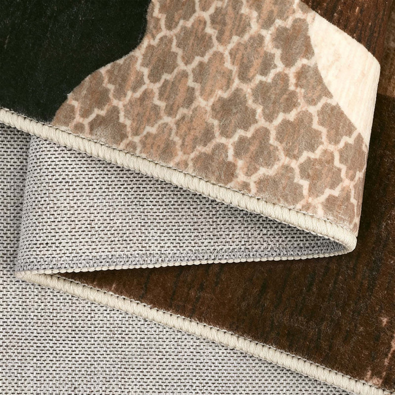 Tapis antidérapant et lavable Patchwork, Brun, 2 x 6 pi