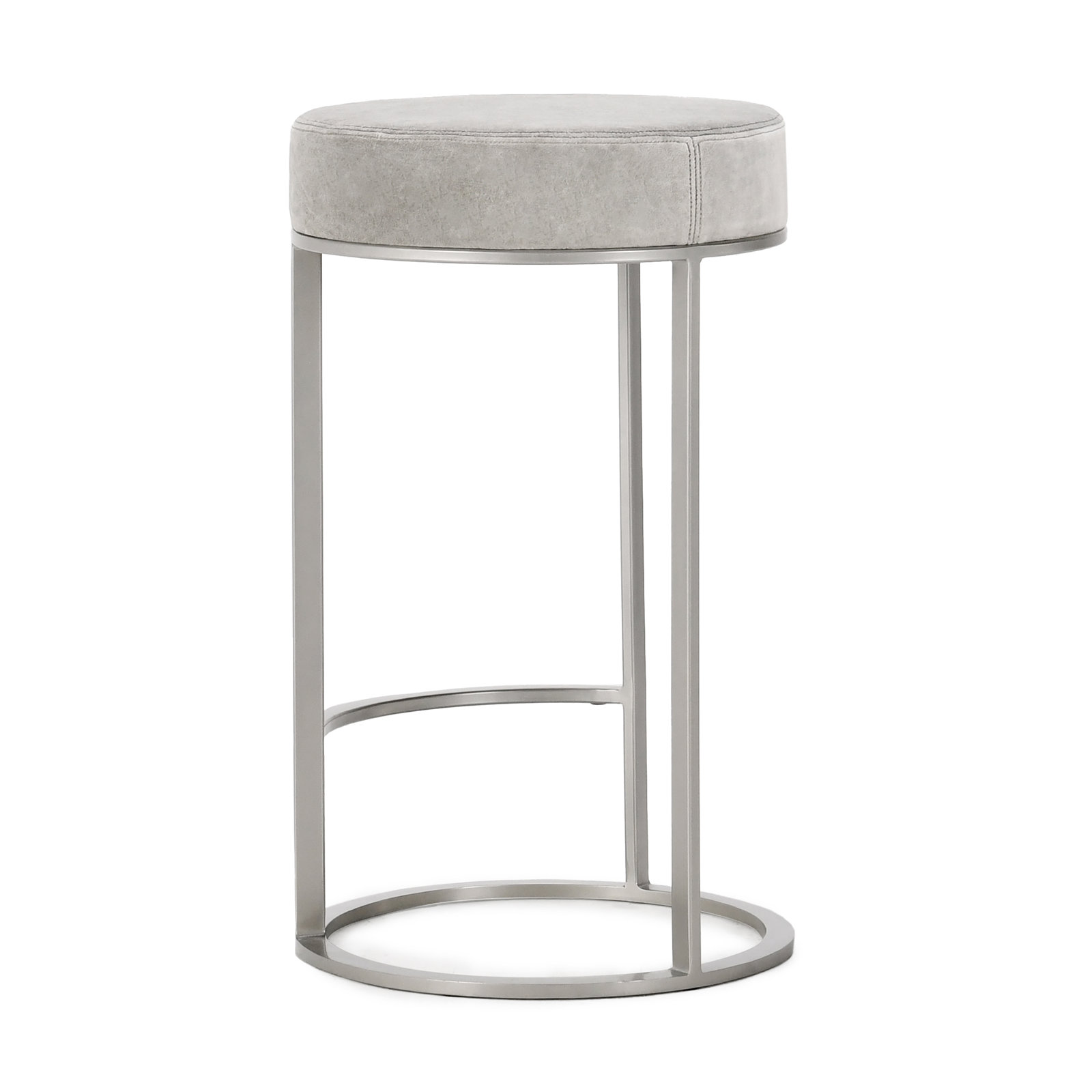 Quinn Upholstered Fabric Counter Stool, Gray Seat/Nickel Frame
