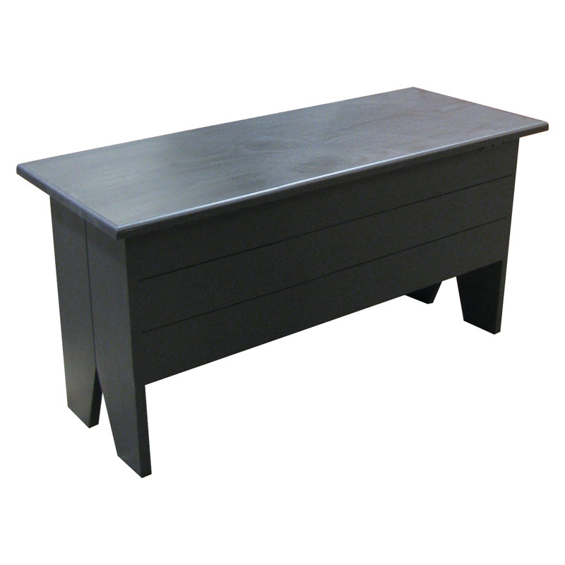 Banc de rangement en bois massif Kalki, Noir, H 18,5 po x l 36 po x P 14,5 po