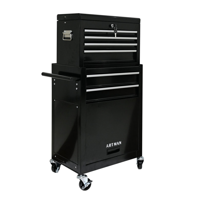 High Capacity Rolling Tool Chest With Wheels And Drawers, 6-Drawer Tool Storage Cabinet--BLACK