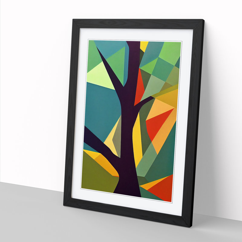 FRM-V0523-2538X Tree Abstract Block Vol.6 - Single Picture Frame Print, 64cm H x 46cm W x 2cm D, Black