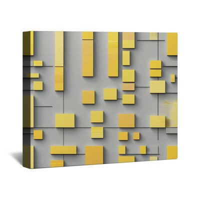 Yellow Gray Blocks Canvas Gallery Wrap in Many Sizes