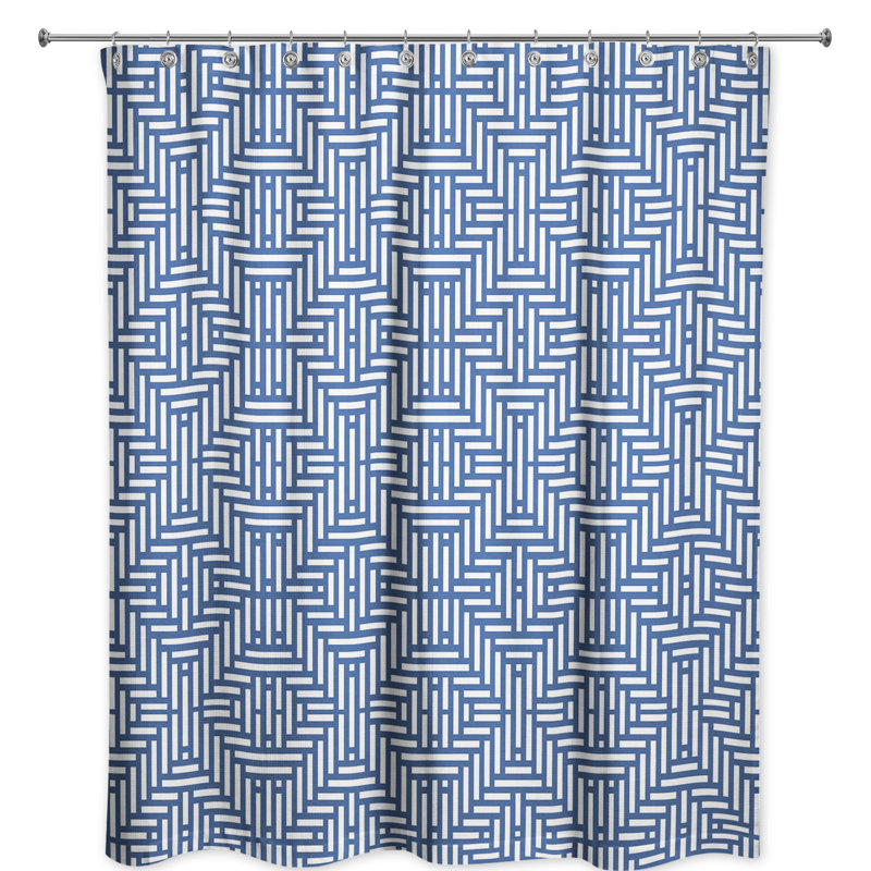 Rideau de douche simple géométrique Travers, Bleu marine