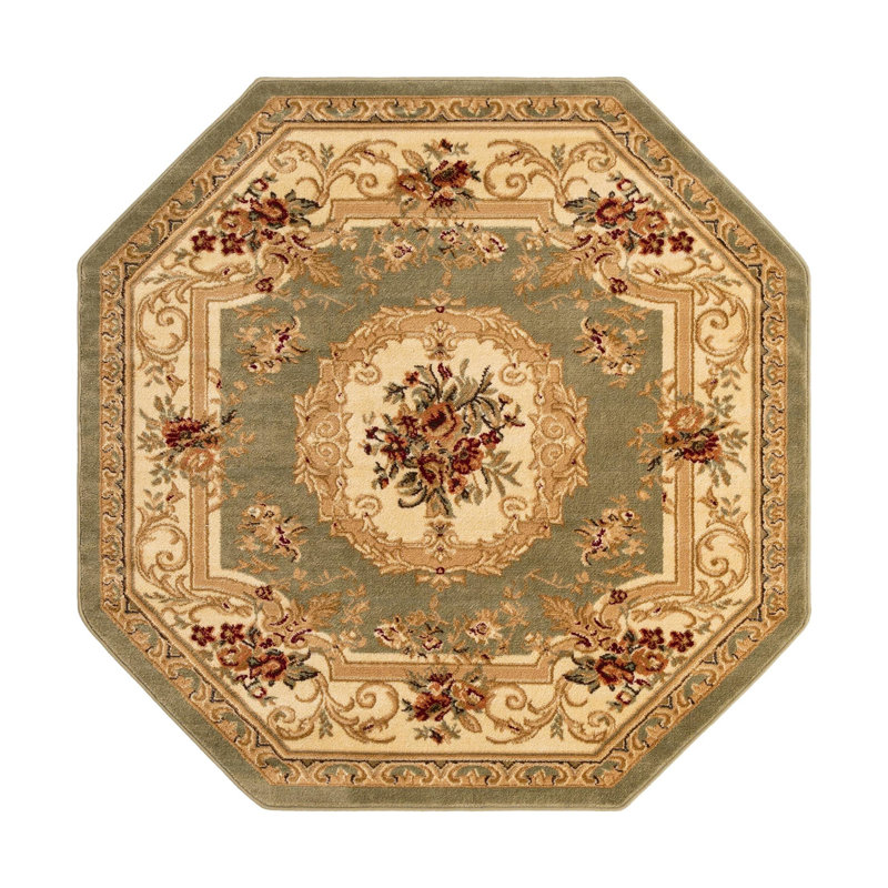 Debora Oriental Area Rug, Octagon 7'10" x 7'10", Green/Beige