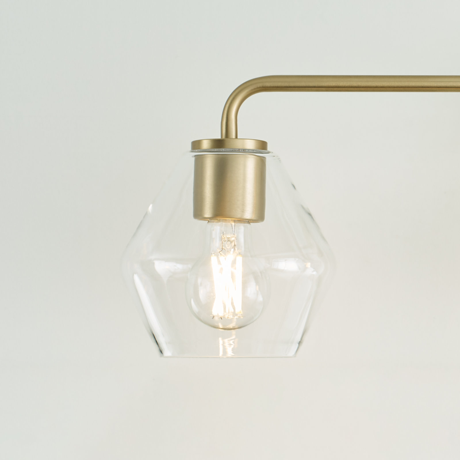 Rooks 3-Light Dimmable Vanity Light, Satin Brass, Clear
