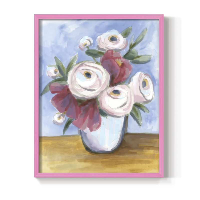 Tea Rose Posey II, reproduction encadrée - bois massif, H 30 po x l 24 po, Rose