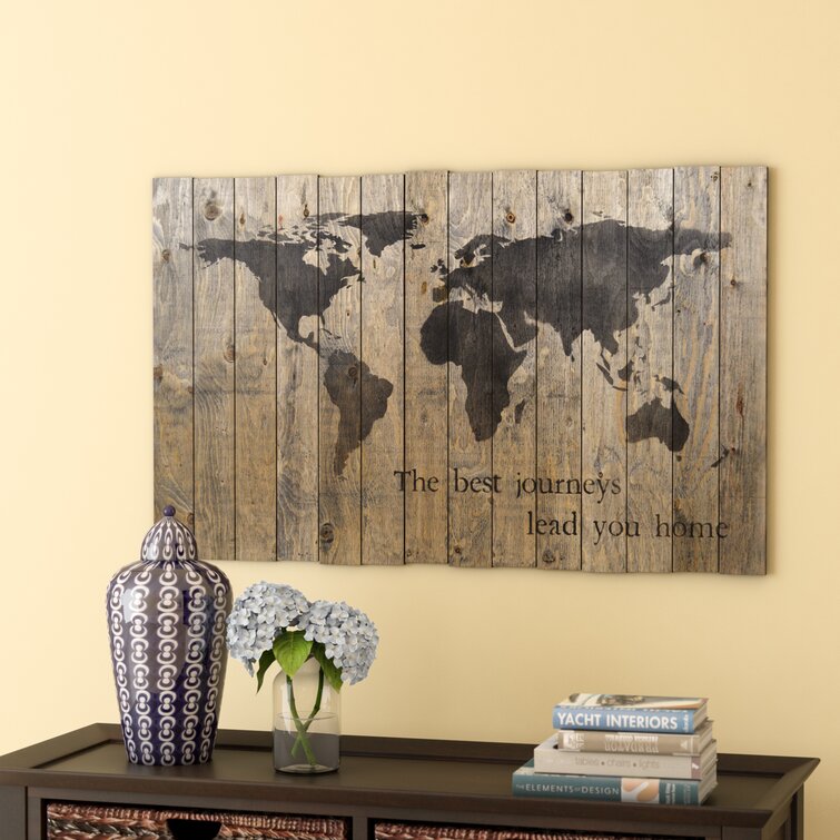 « World Map » (carte du monde) par Fireside Home - impression d'art graphique sur bois