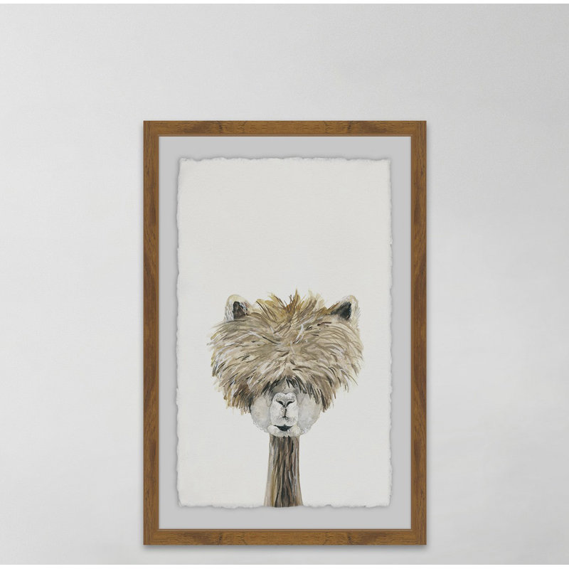 «Haired Llama», reproduction encadrée, H 24 po x l 16 po x P 1,5 po, Tapis à bords frangés