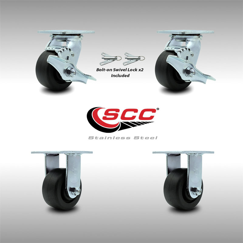 4 Piece Steel Polyolefin Caster Set