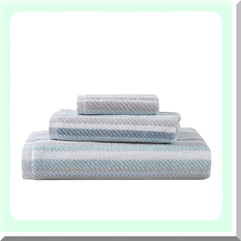 OceanBay Ultra Absorbent Cotton Bath Towels - 3 Piece Set, Fade Resistant Tranquil Blue Bathroom Decor
