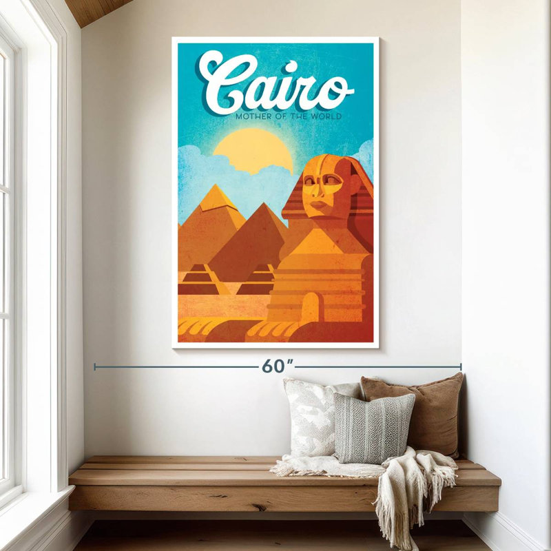 Affiche rétro du Caire, H 51 po x l 34 po