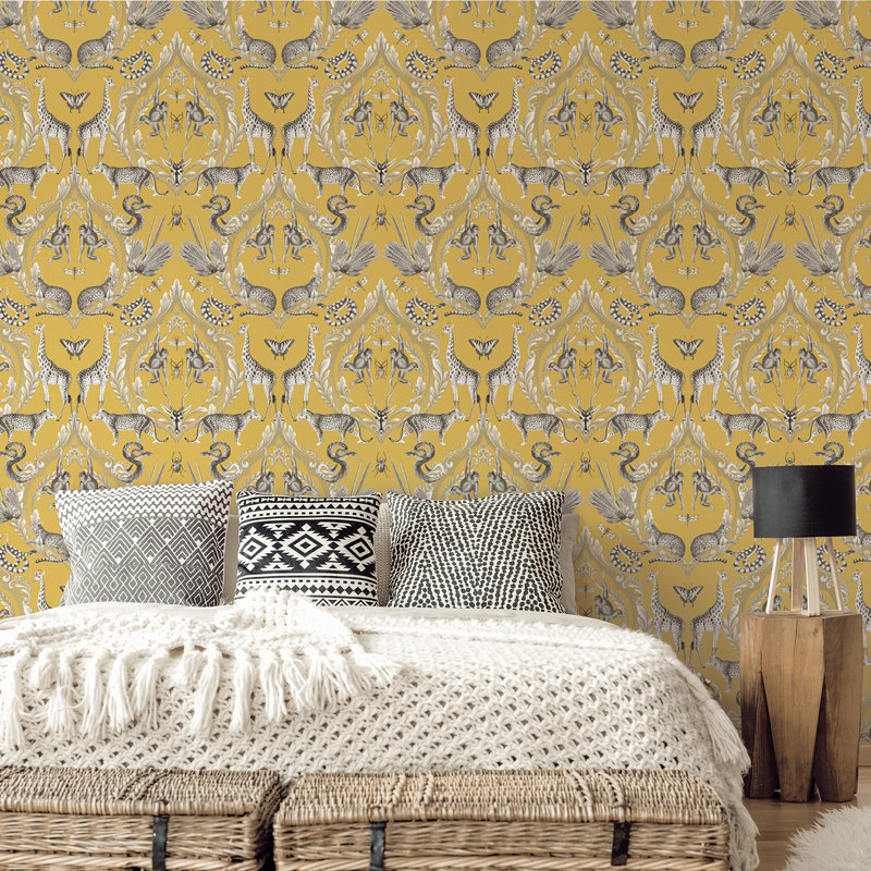 Jerez 10m x 53cm Textured Paste the Wall Wallpaper Roll, Yellow