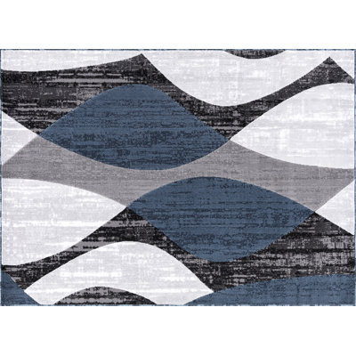 Gris abstrait/Tapis décoratif bleu