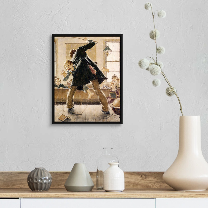 «Norman Rockwell Schoolmaster Flogging Tom Sawyer», art mural sur toile, H 16 po x l 13 po x P 1,75 po, Cadre flottant noir