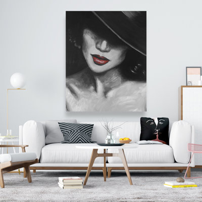 Mysterious Red Lips Lady - Romantic Canvas Home Decor