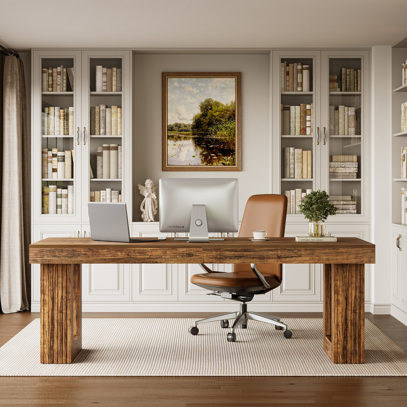 86.6-inch Extra-Long Two Person Desk, Double Computer Writing Table for Home Office
