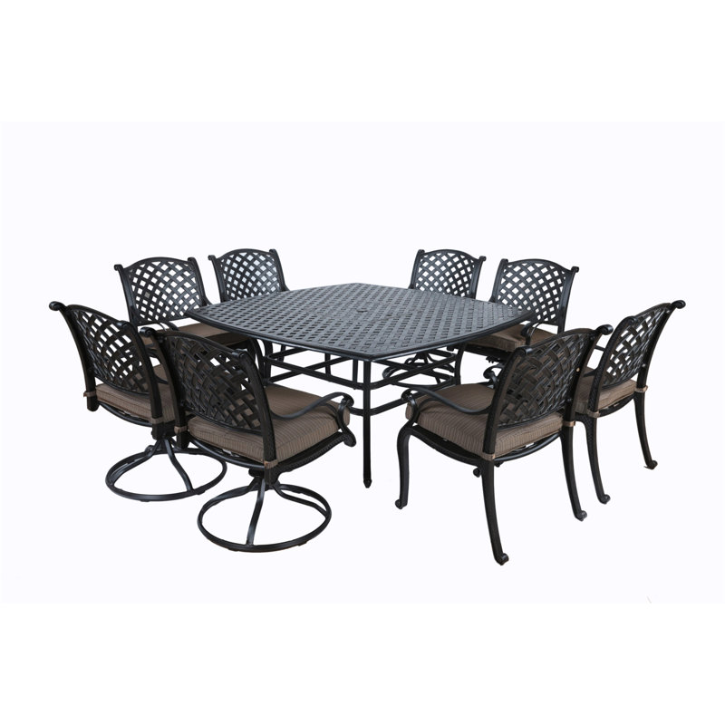 Ensemble de salle à manger carré en aluminium 64 po pour 8 personnes Square