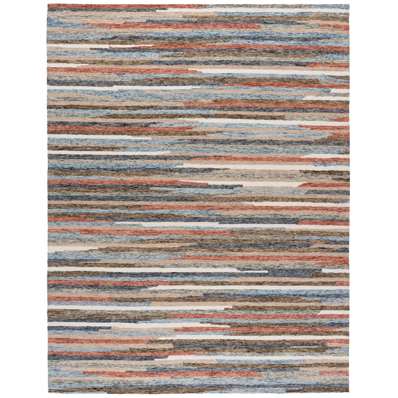 Ebony 778 Hand Tufted Wool/Cotton Abstract Rug in Rust/Beige, Rectangle 8' x 10'