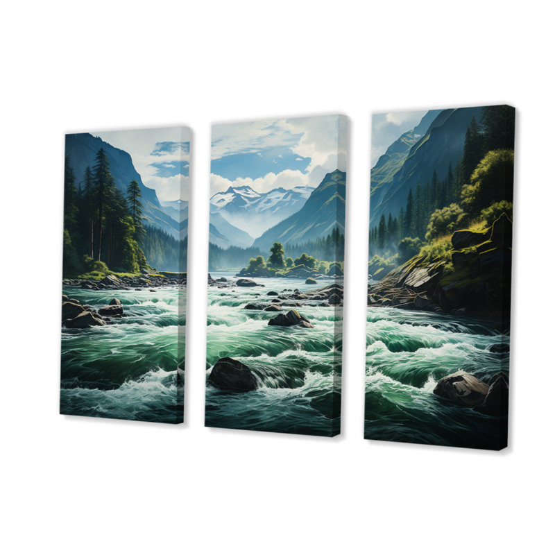 River Reflections I sur toile, 3 pièces, H 32 po x l 48 po x P 1 po