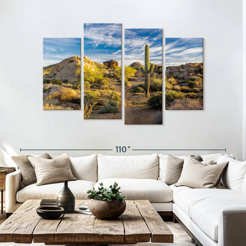 Alvord Saguaro, cactus et roches, H 54 po x l 84 po