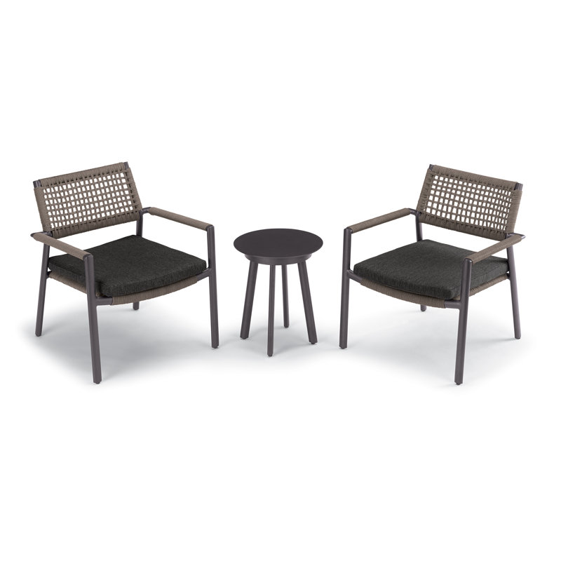Eiland Club Chair - Carbon - Composite Cord Mocha - Set of 2 in , Pepper Cushion