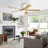 52 In. Indoor Flush Mount Ceiling Fan With Led Light, 5 Solid Wood Blades