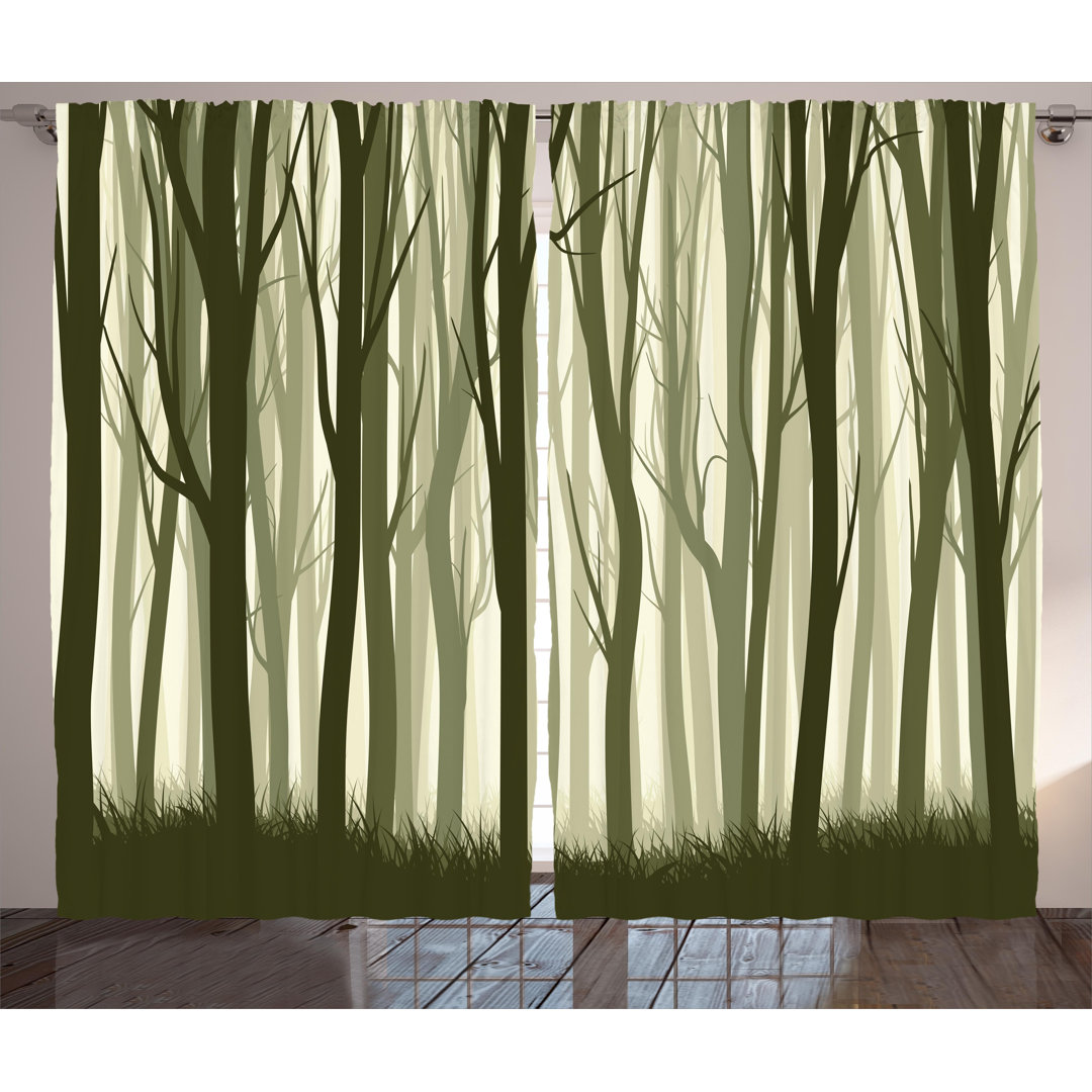 Polyester Semi Sheer Curtain Pair (Set of 2) Ambesonne Size per 