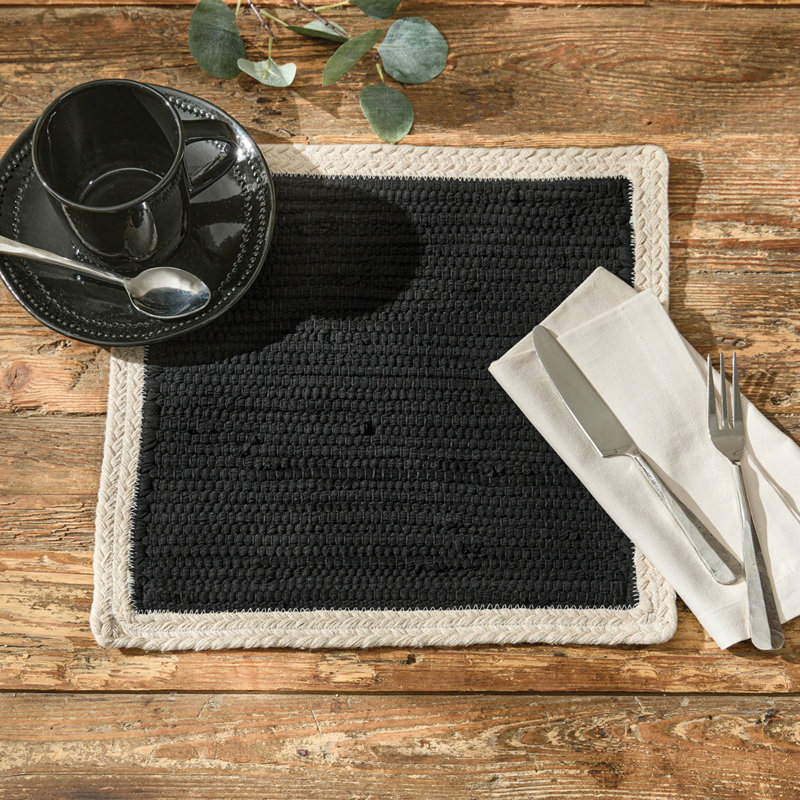 Gracie Oaks Pebble Dune Placemat Set of 4, Black