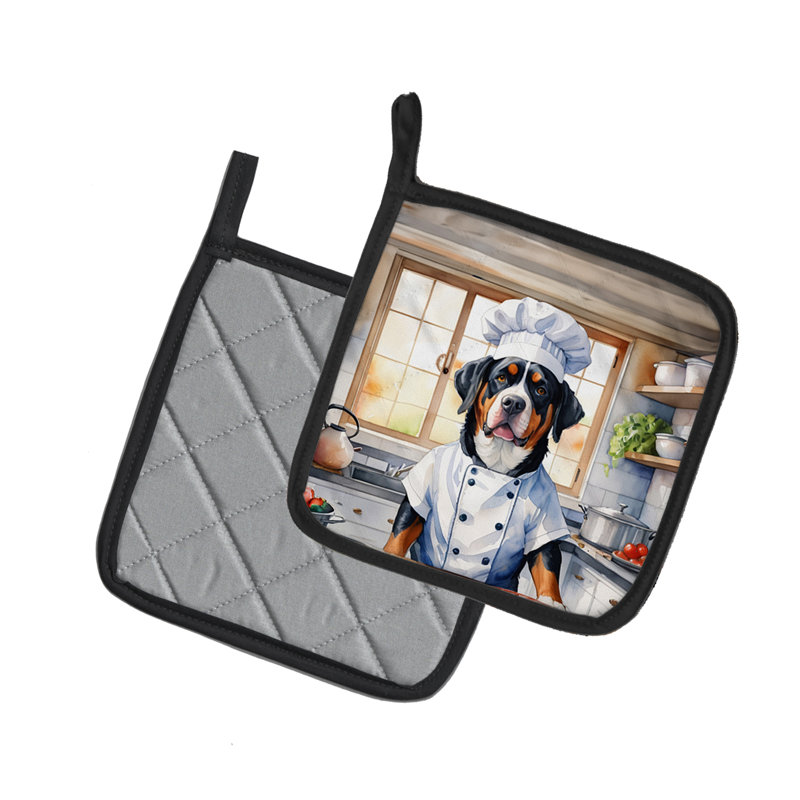 Caroline's Treasures The Dog Chef Polyester Potholder Set