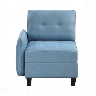 Chaise décorative avec accoudoirs, mobilier de salon dans un bureau élégant - capitonnage bleu