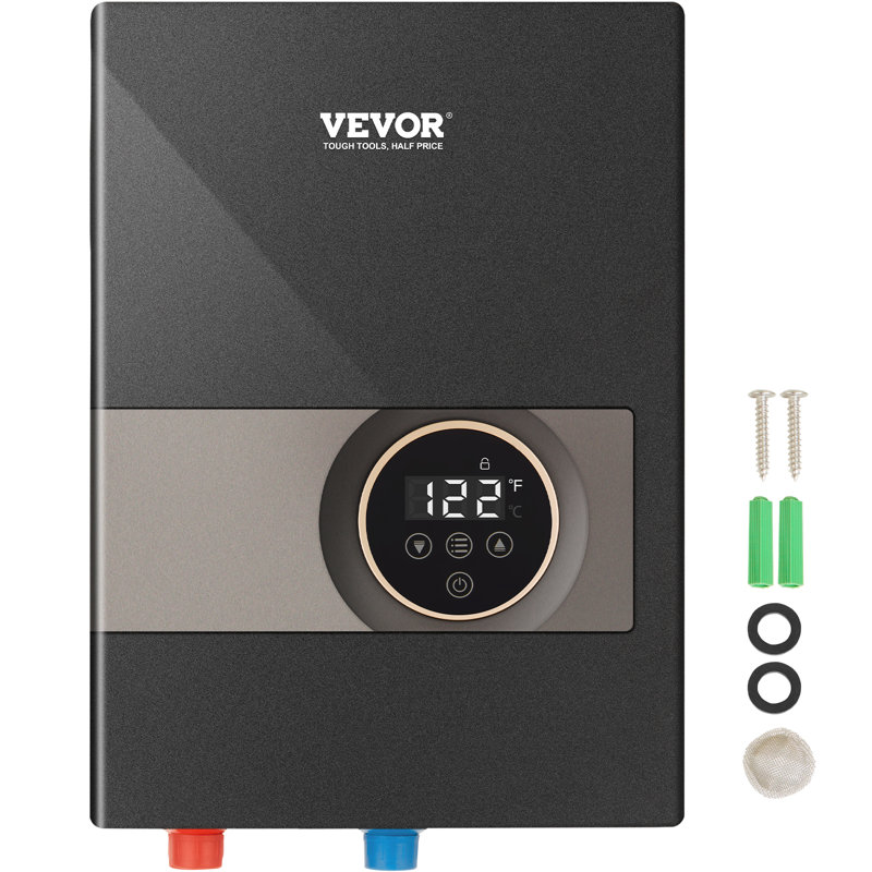 Chauffe-eau instantané, chauffe-eau électrique sans réservoir de 13,8 kW, affichage numérique de la température, installation facile et alimentation en eau 24 heures sur 24