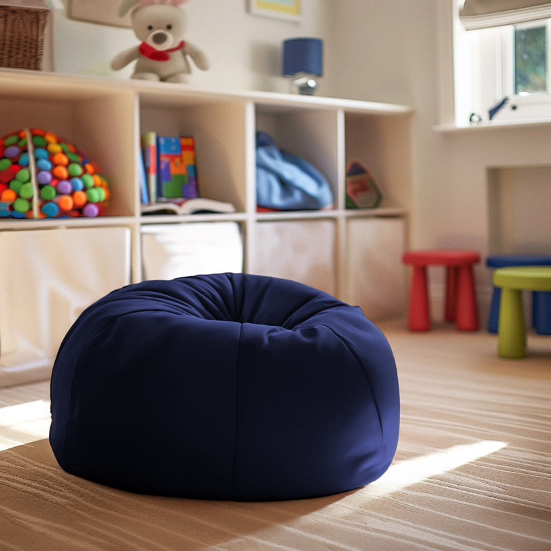 Fauteuil à billes en coton Classic, Sergé de coton bleu marine, Petit