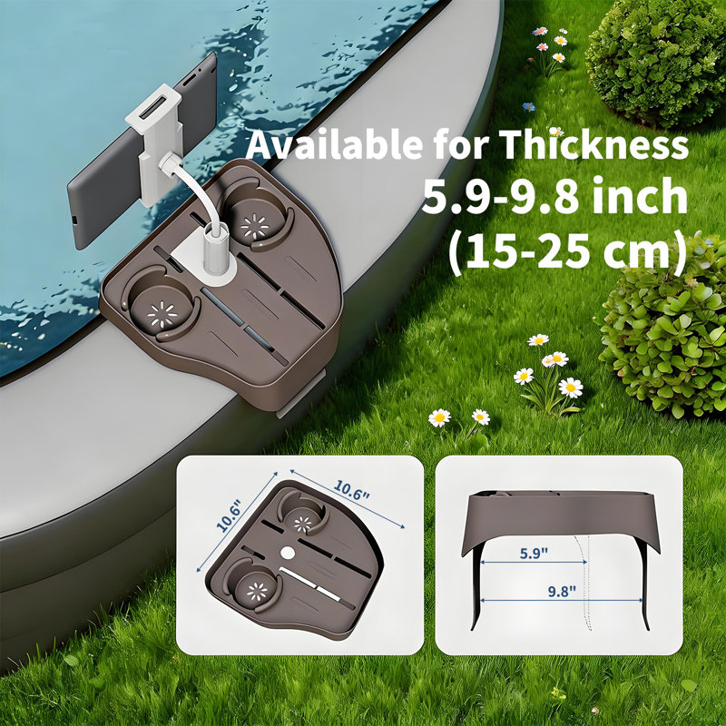 Plateau de spa imperméable et réglable avec 2 porte-gobelets antidérapant, Brun