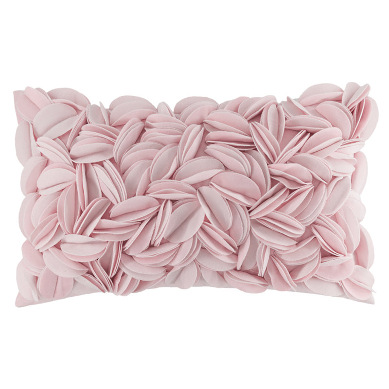 Housse de coussin brodée, Velours rose, Rectangle H 12 po x l 20 po