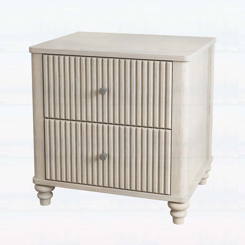 Table de chevet moderne à 3 tiroirs, Beige