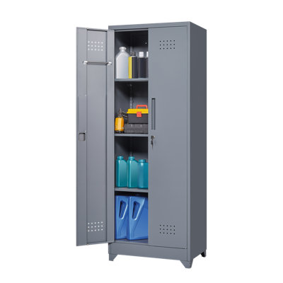 Armoires de rangement pour outils de nettoyage en métal gris avec portes verrouillables