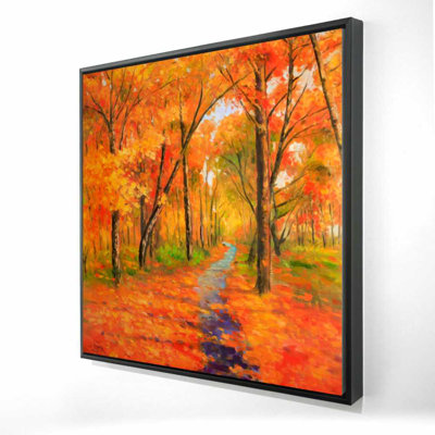 Autumn Trail in the Forest - Framed Canvas for Home Decor