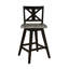 2 chaises pivotantes à 360 degrés de hauteur comptoir, en bois d'hévéa massif noir, 2 chaises rustiques Touch, pivotantes, en bois