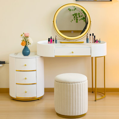 1pc Makeup Stool Round Stool Bedroom Modern Simple Storage Makeup Chair Low Stool Dressing Table Stool
