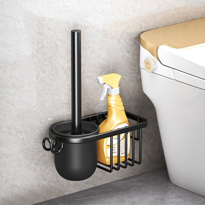Ensemble de brosses de toilette de luxe en alliage d'aluminium, nettoyant compact moderne à long manche pour salle de bain