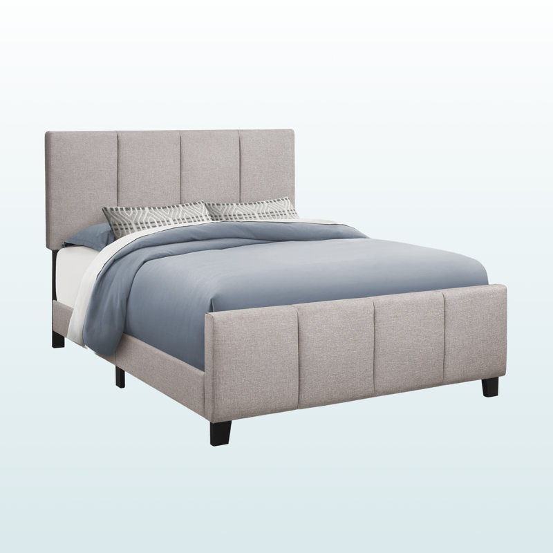 Grand lit tapissier transitionnel gris Erik H 49,83 po x l 63,97 po x L 87,75 po Erik