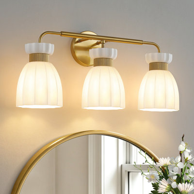 3-Light Dimmable Vanity Light with Glass Shades