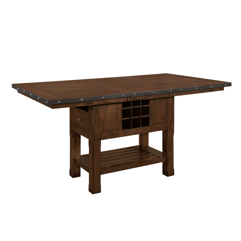 Ivaylo 6Pc Wooden Dining Table Set, Kitchen Table Set with Extension Leaf,Drawers ,Wine Rack Table