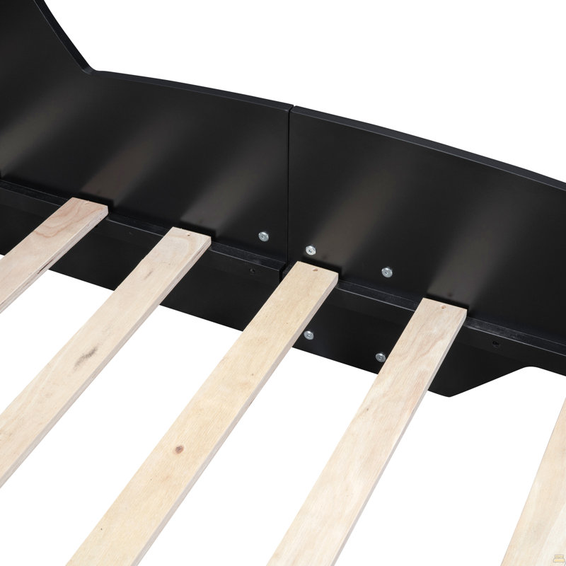 Lit plateforme simple avec roulettes, Noir
