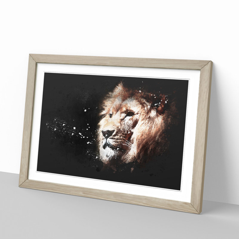 Lion Vol.8 - Picture Frame Graphic Art, Oak Framed, 65cm H x 90cm W x 2cm D