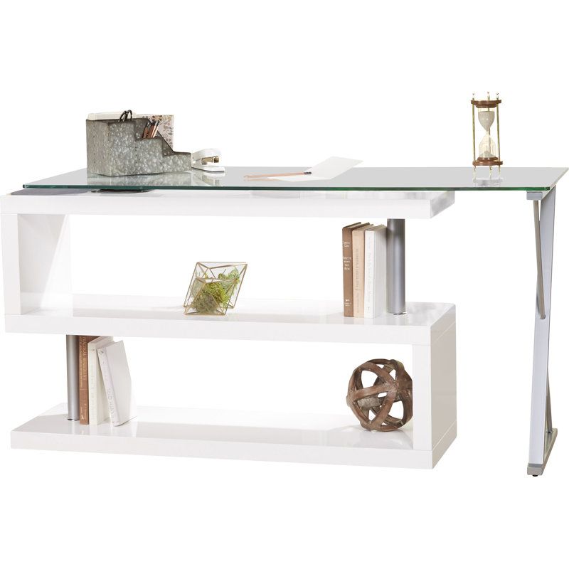 Folden L-Shape Computer Desk, White