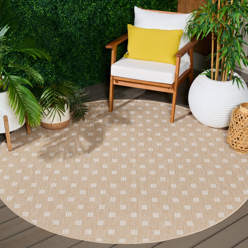 Terrace 806 Geometric Indoor/Outdoor Rug, Round 6'7"