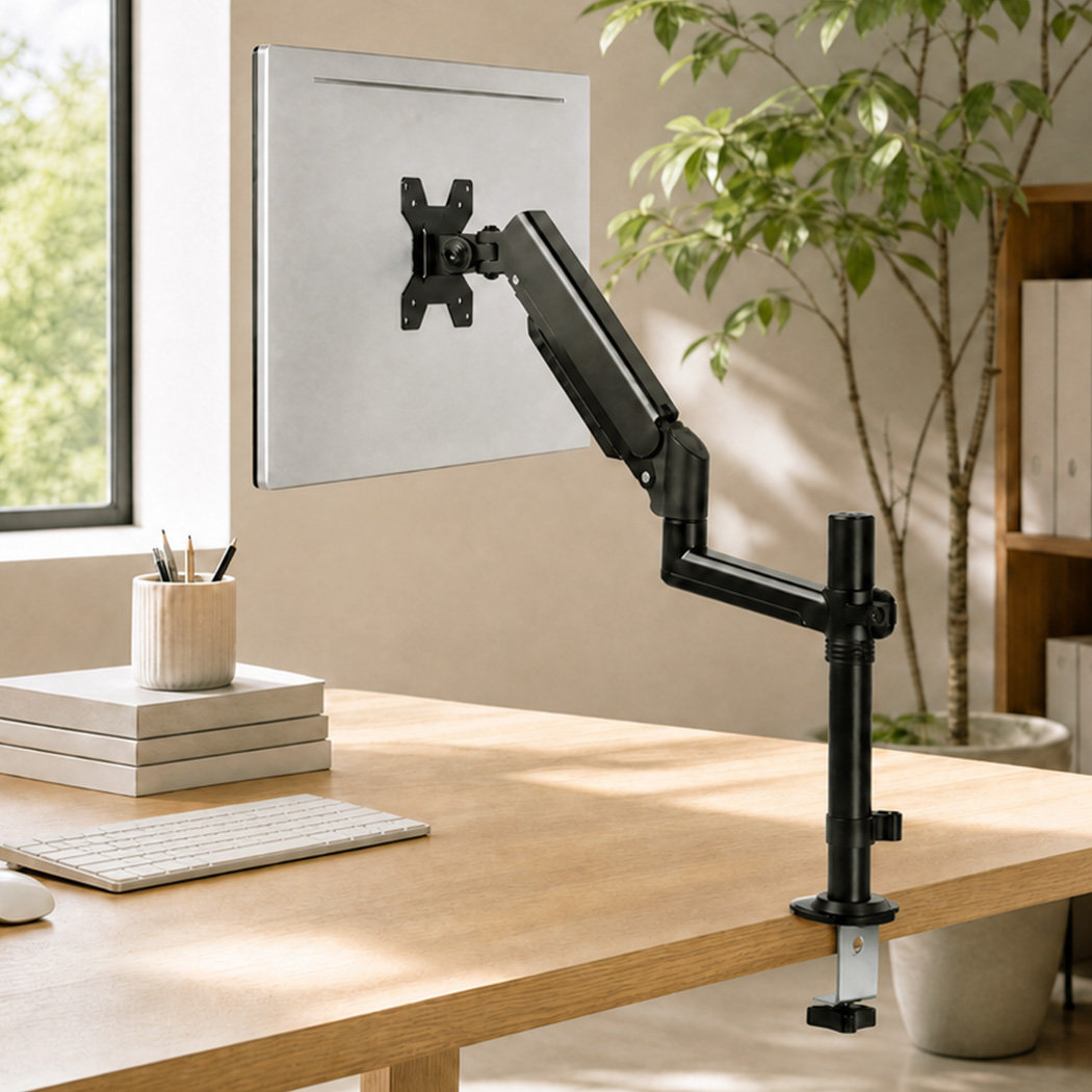 Levede Unisex Black Single Monitor Arm Gas Spring Adjustable Vesa Mount For Office - Image 3