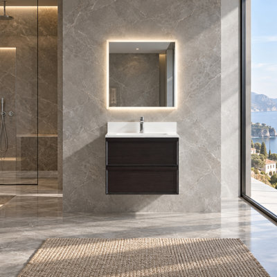 Wall Mounted Single Double Single Vanity Bathroom Vanity With Solid Surface Top