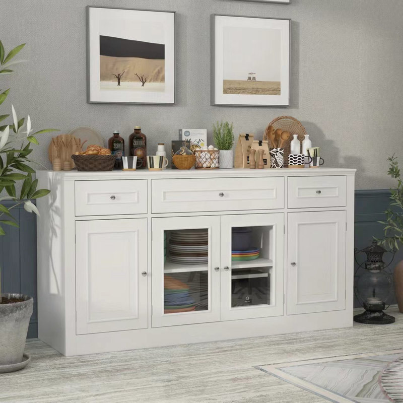 Yovanny 4-Door 3-Drawer Dining Sideboard Buffet Cabinet